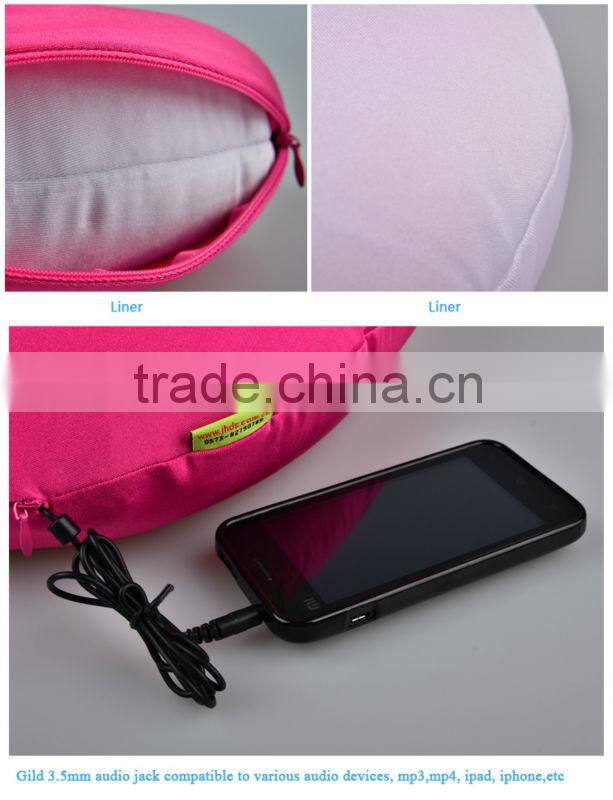 Promotional Item Speaker Neck pillow -embroidery designs Polystyrene beads filling