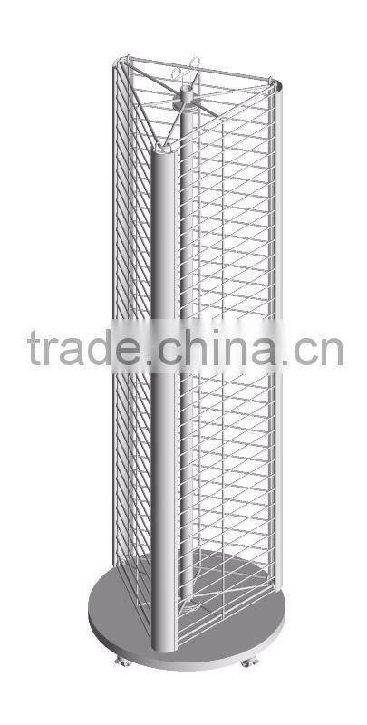 3 Sided Rotating Wire Mesh Table top Display Shelves