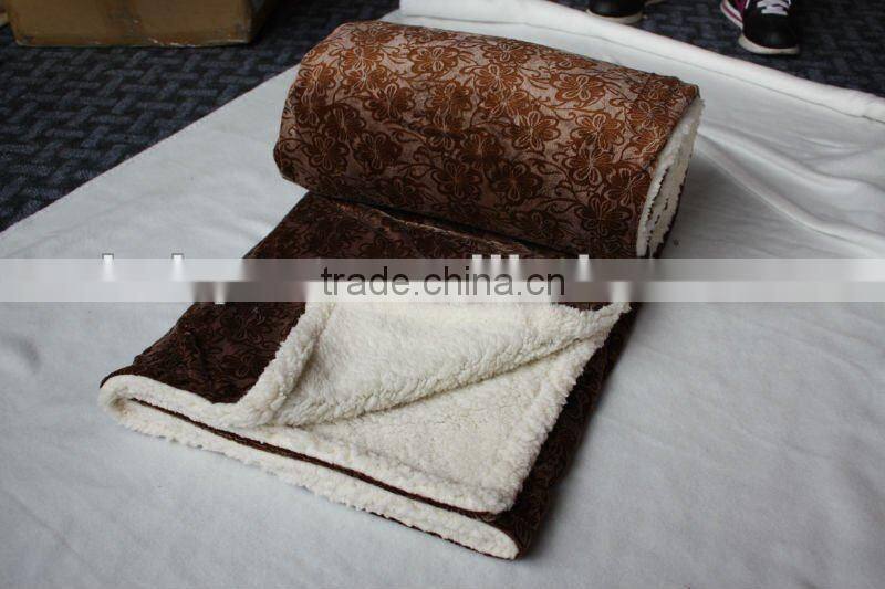 Printed color short velvet with sherpa/Short plush embossing