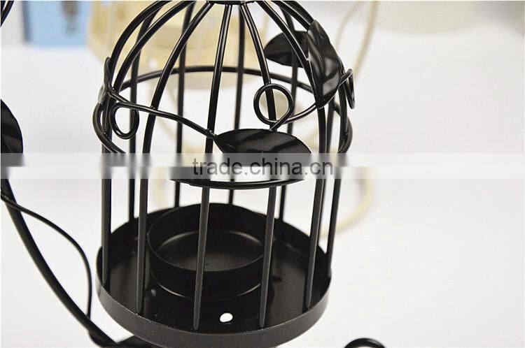 2015 new style metal leaves bird cage candle holder
