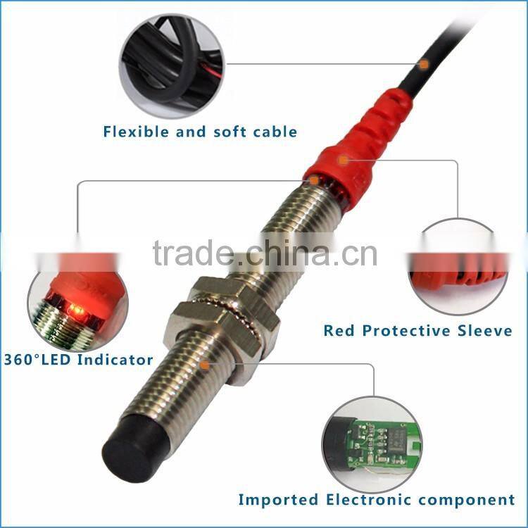 Factory hot M8 Non-Flush 12v dc 3-wires inductive proximity sensor with CE