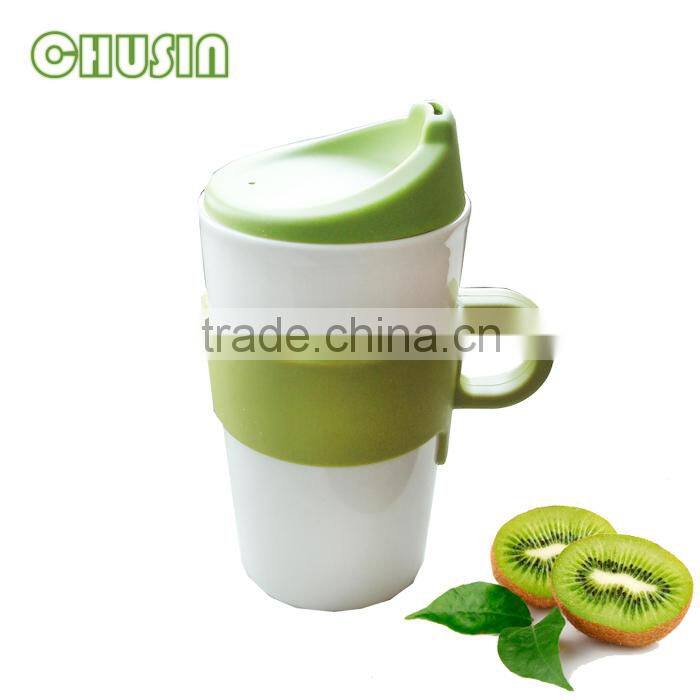 eco- friendly ceramic coffee cup with custom BPA free silicone lid