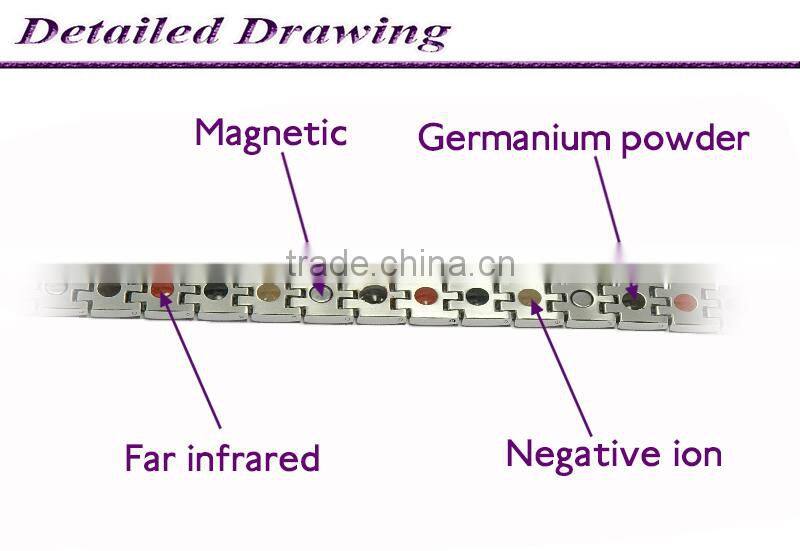 Fashion Double row magnetic titanium 18k gold plated fashion jewelry bracelet