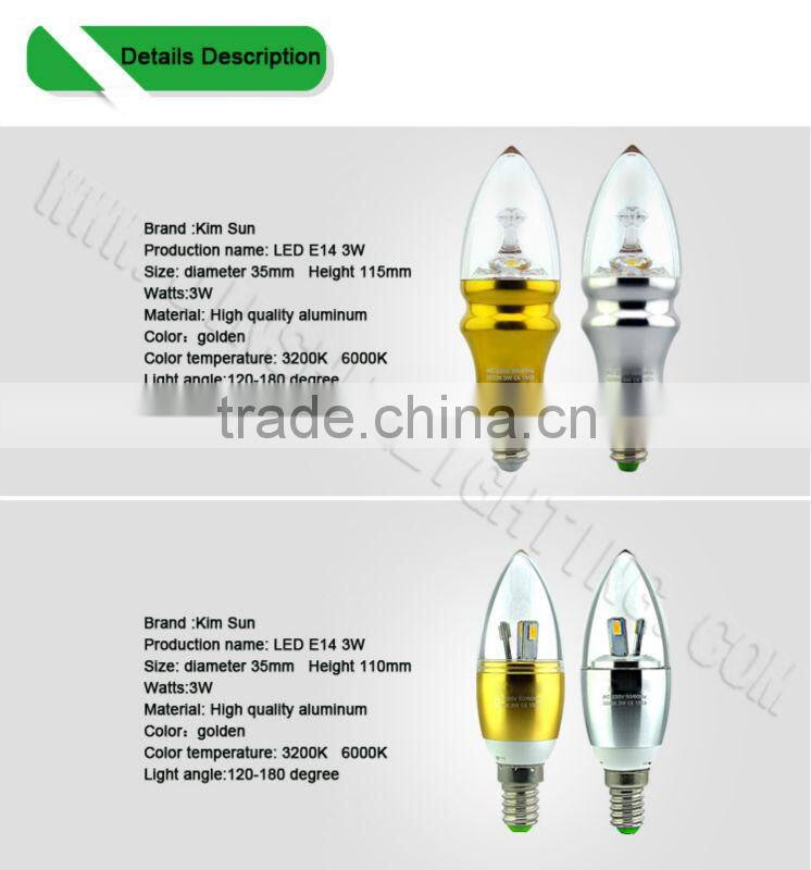 High quality led filament light lamp 5W E14 candle lamp