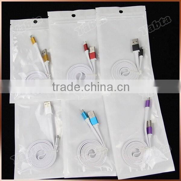 Custom Laser Logo 1M Aluminum Micro USB Cable, Flat 5 Pin Micro USB Data Charging Cable For Samsung