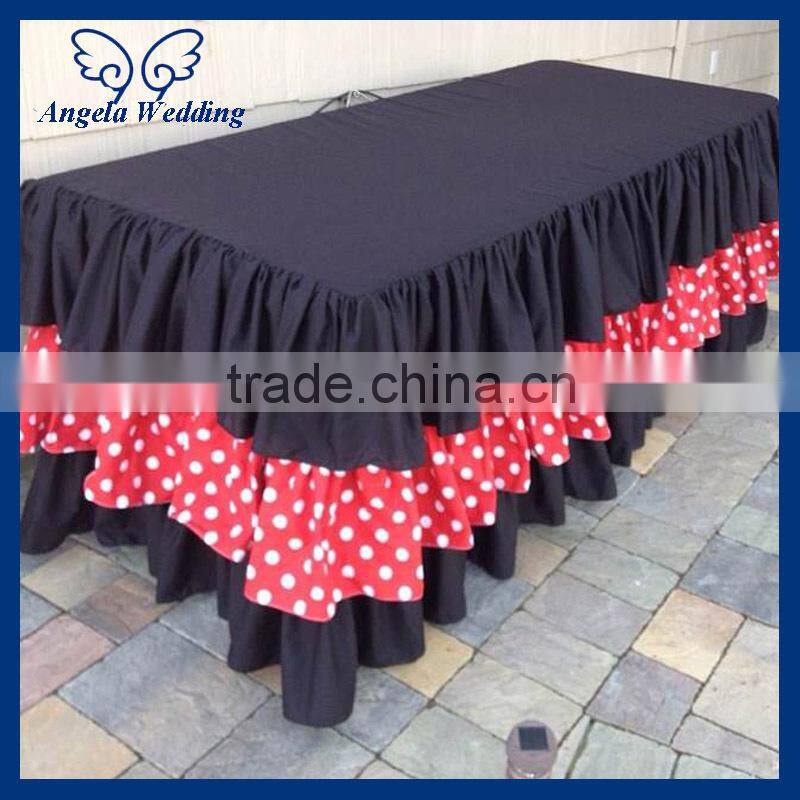 SK001C New 2015 elegant polyester ruffled steps in bridal grey table skirts