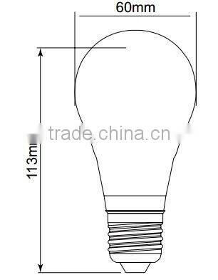 2016 hot sale A60 360 degree 85-265V E27 B22 led light bulb