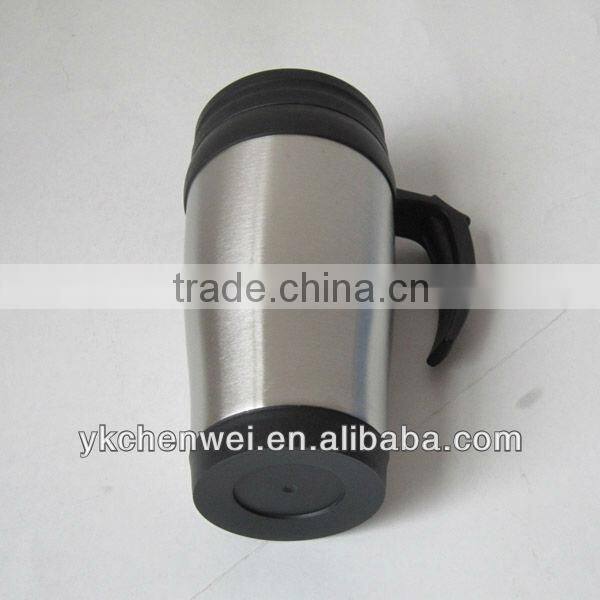 cheap 450ML double wall plastic travel mugs with handle TV product