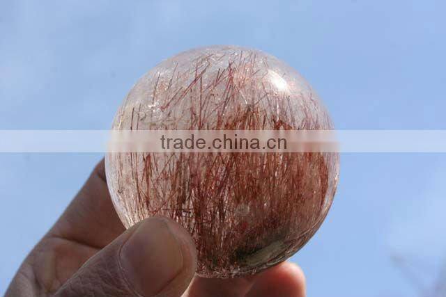 wHOLESALE Red Hair Quartz Crystal Rock Ball