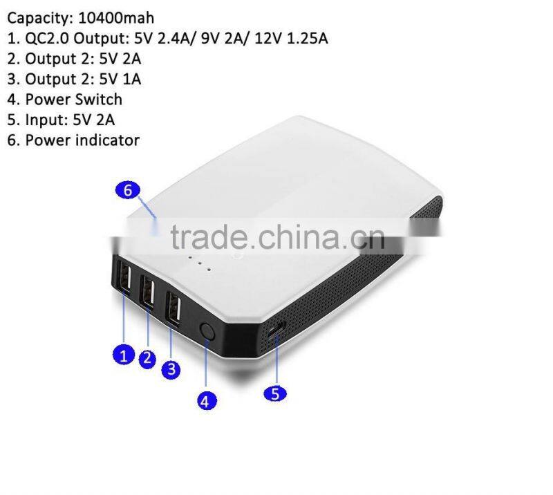 New Offer 10400mAh Quick Fast Charging QC2.0 Power Bank