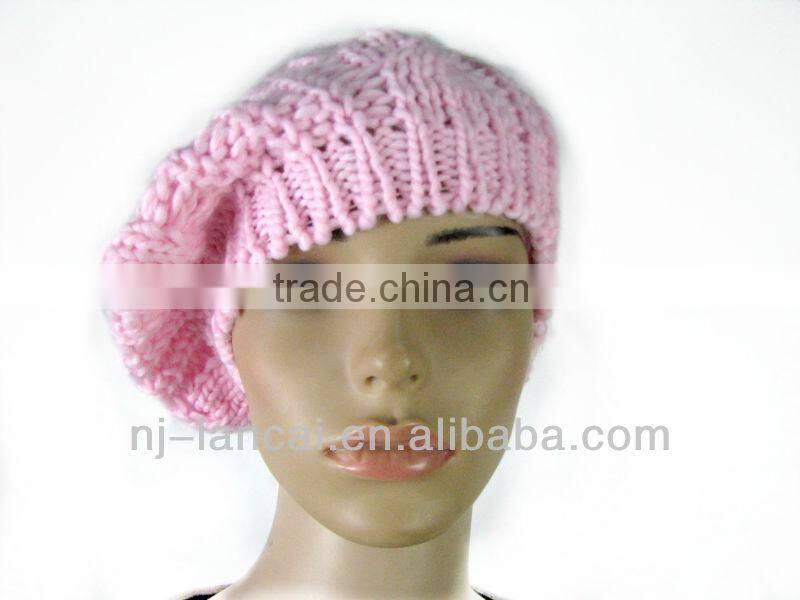 2016 fashion winter Ladies acrylic iceland knitted cable hat beret
