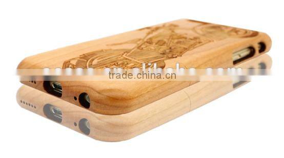 Universal cherry wood Engraving COOL MOTORCYCLE two parts phone case for Iphone 6