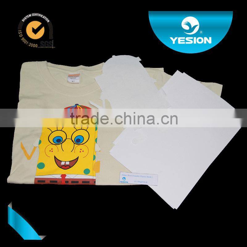 Laser Light iron on tshirt transfer paper/ heat press transfer paper for light color 100% cotton material