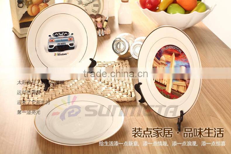 Sunmeta high quality 10"golden rim plate, heat transfer plate