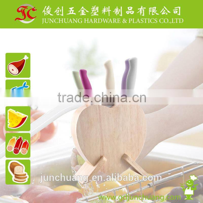 Wooden Heart Shape Knife Block Kitchen Knife Sets