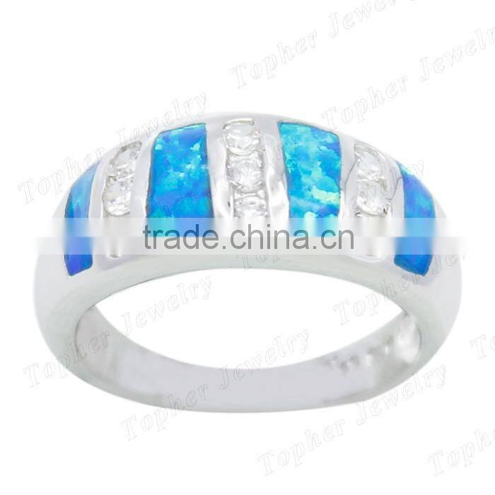 classic blue opal design ring simple design ring with cz