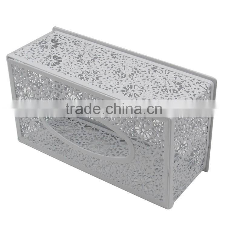 Custom fancy design iron metal embossing decorate car facial tissue box