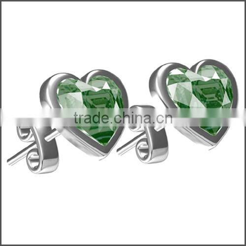 2015 Newest Titanium Gold Fashion earring with heart Zircon stone