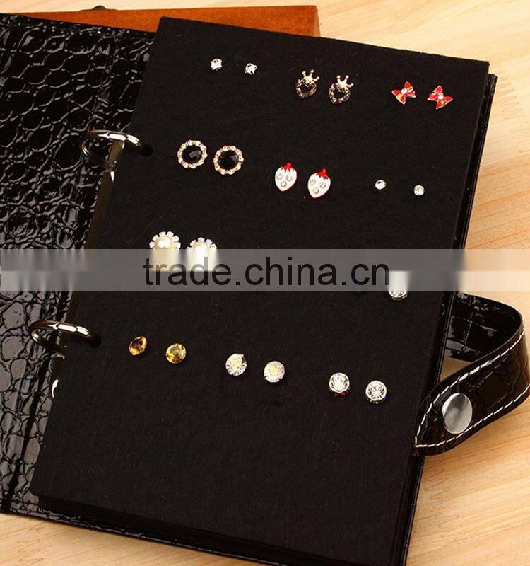 Wholesale protable creative leather fashionable folding earring organizer