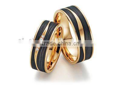 Titanium stainless steel couple wedding ring set gold