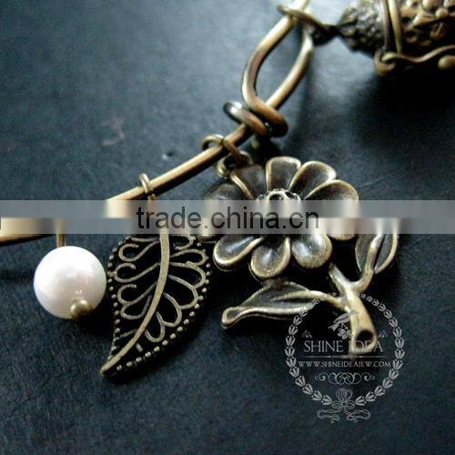 vintage bronze antiqued nut prayer box flower leaf wish charms fashion women wiring bangle bracelet 6450043