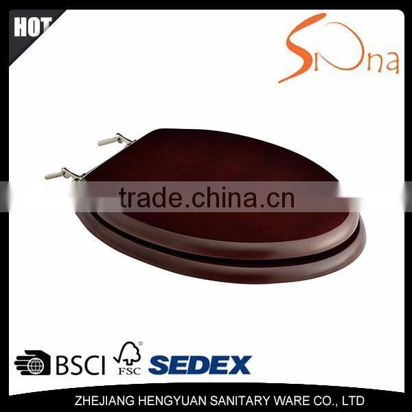 Elongated oak mahogany color toilet seat