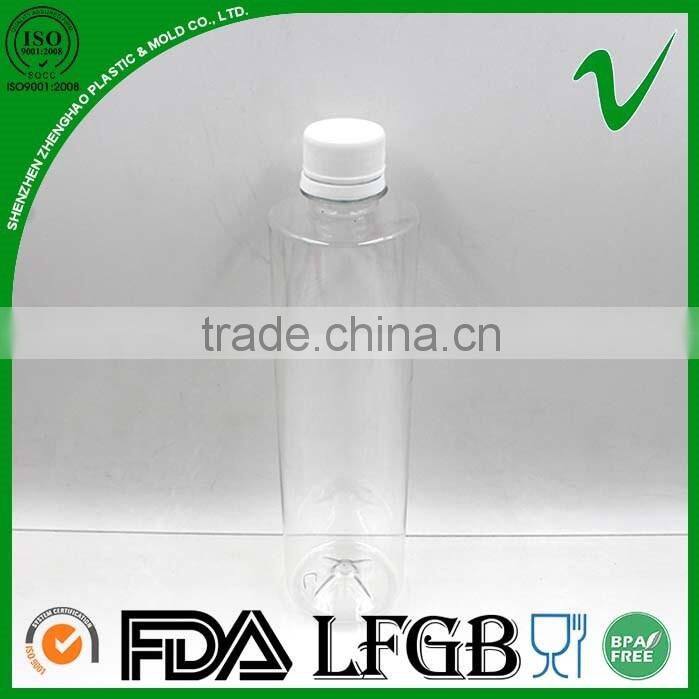 Hot sale cylinder voss shape plastic pet bottles 500ml with food grade
