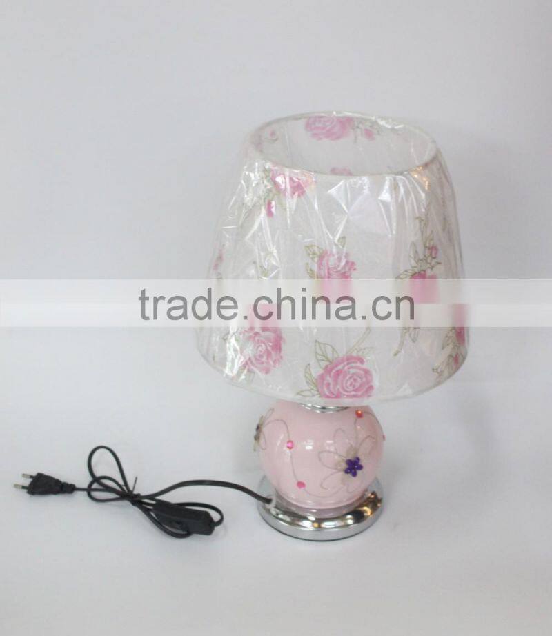 No.1 yiwu exporting commission agent wanted modern rose printed european bedside lamp/desk lamp