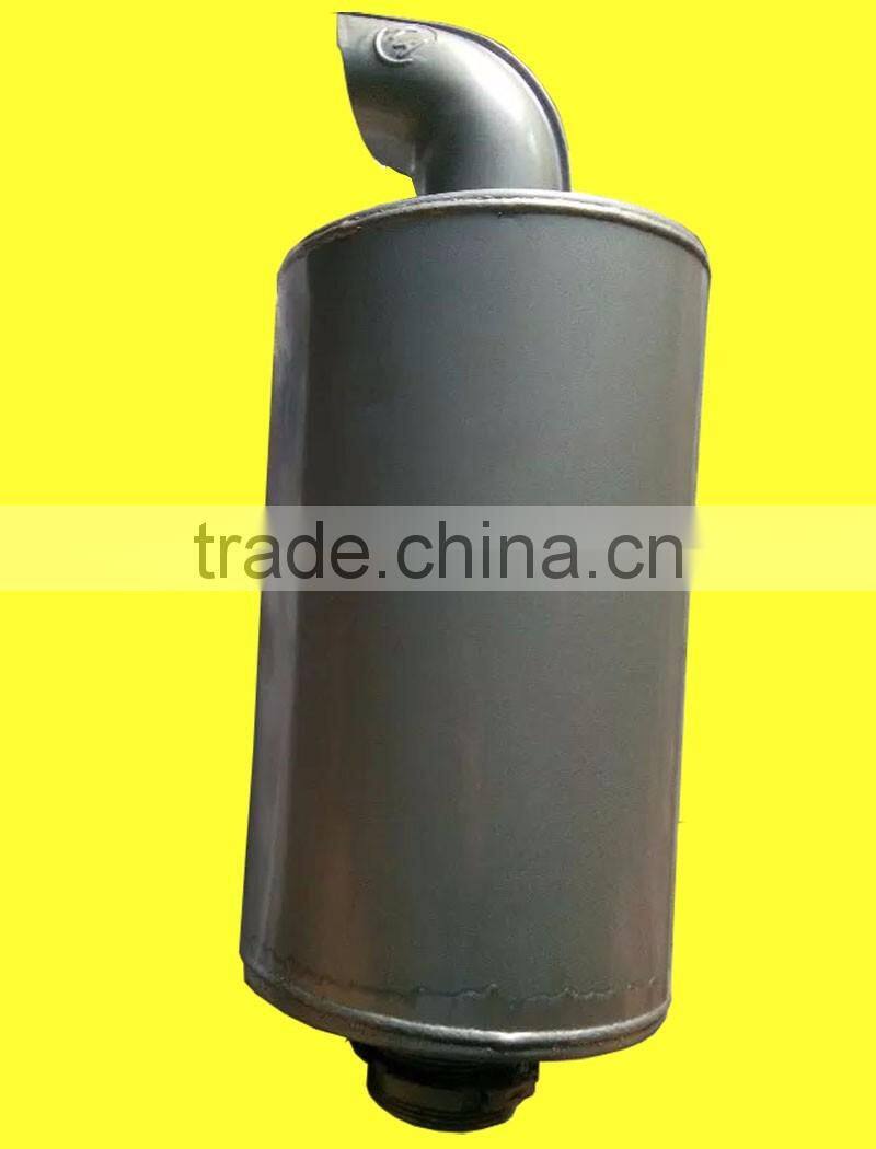 Farm tractor air exhaust muffler in the engine exhaust system