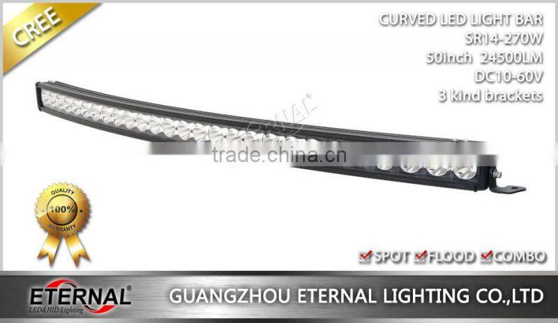 270W 50" curved light bar led car roof rack light bar offroad 4x4 SUV ATV UTV radius spot flood combo high brightness lamp