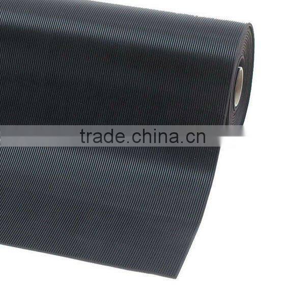 balck grey anti-slip 3mm fine ribbed/corrugated rubber sheet floor