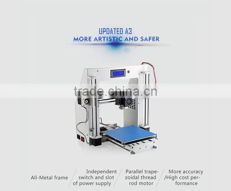 JGAURORA Mini Metal Frame Desktop Cura FDM DIY 3D Printer Kit Machine 3D Metal Printer A3 Pirce Printing 10 Types of Filament