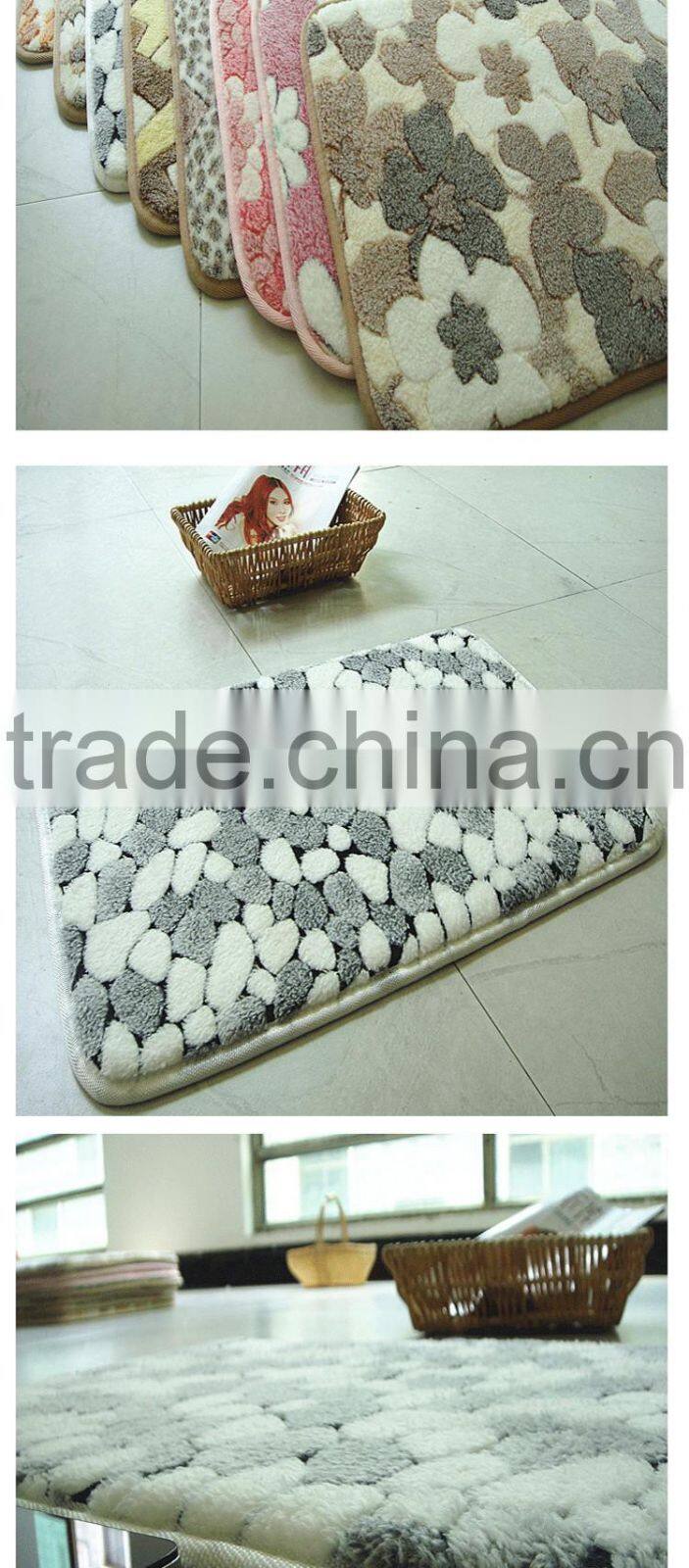 High Quality Blossoming flowers printed Indoor Soft coral fleece carpet rug bathmat-pink