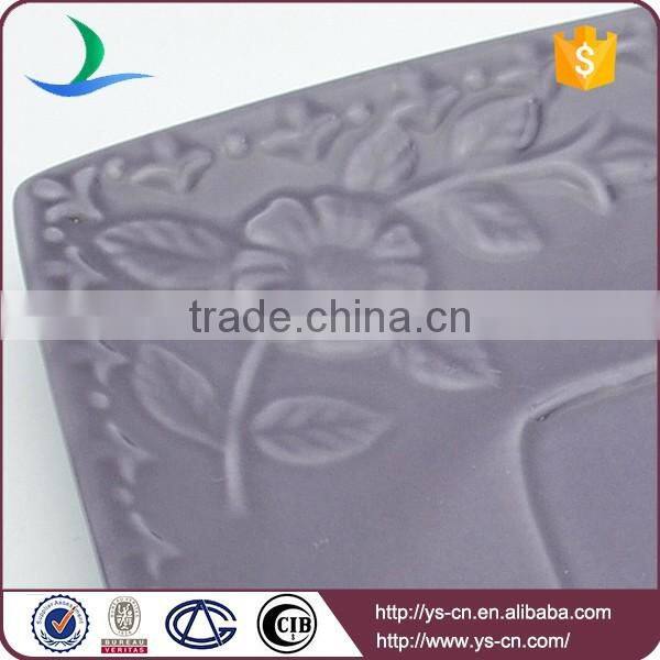 Hot sale flower design ceramic square dish