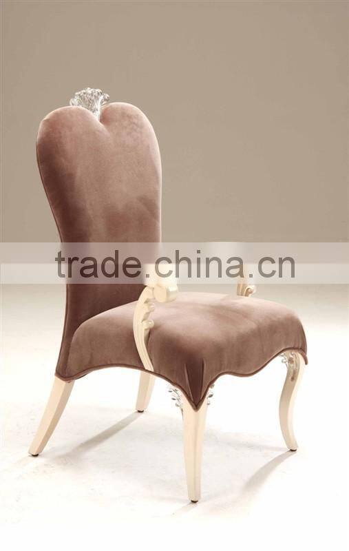 Luxury wooden dining room heart shape armchair in light brown color