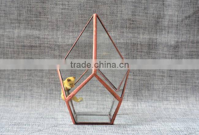 Pyramid shaped glass terrarium for indoor plant holder