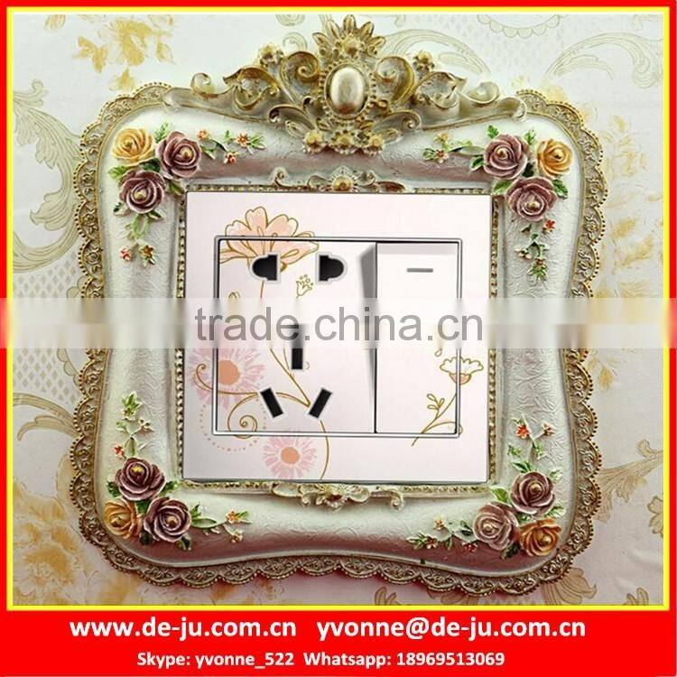 White Horse Couple Floral Socket Frames Sticker