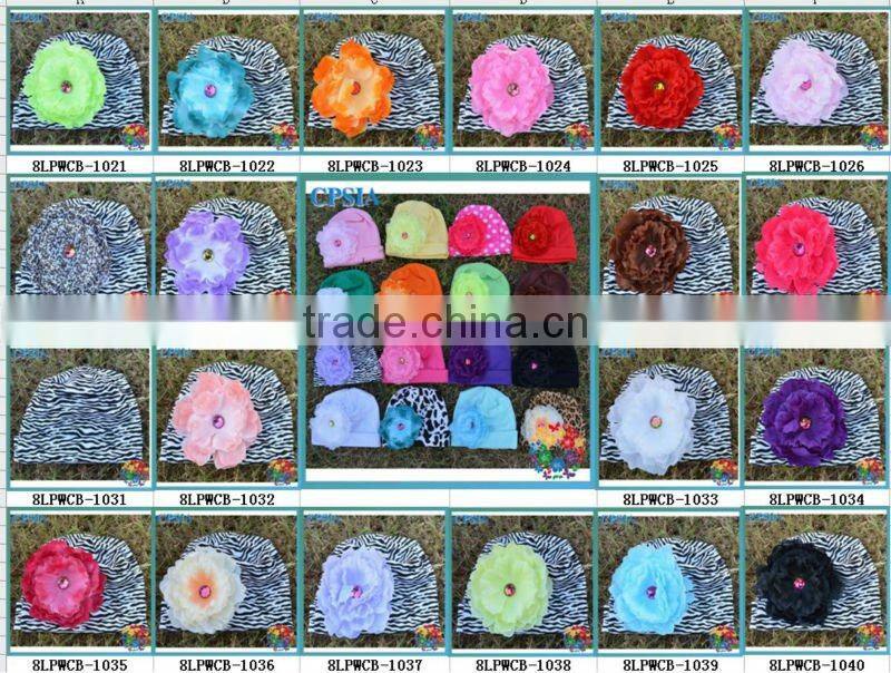 wholesale photo props Toddler Cotton knit beanie with peony flower
