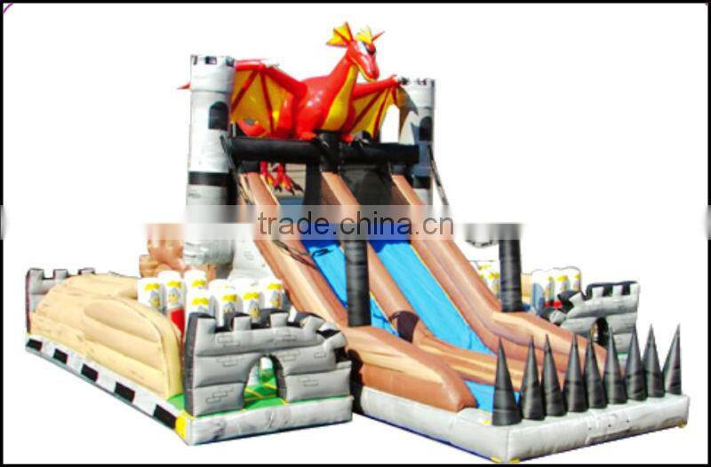 (HD-9604)Happy Island !Funny New Design Inflatable Sliding Tube bouncing castles with slide and jumping