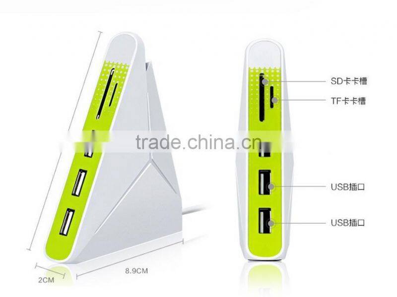 High Speed Multifunctional USB 2.0 Splitter 5 ports USB Hub SD MS TF M2 Multi-card Universal Card Reader