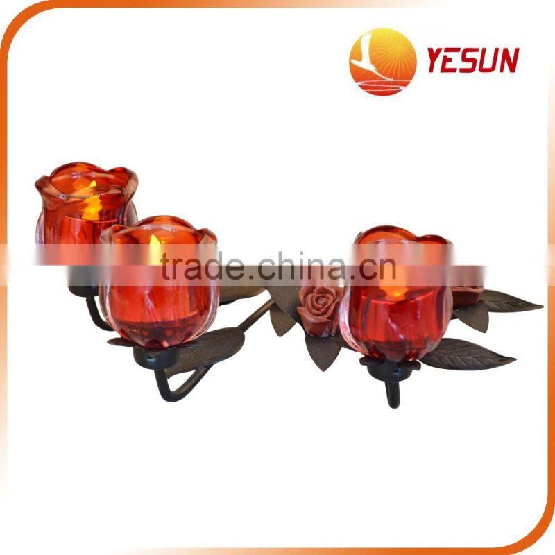 Iron Candle Holder,Rose Candle Holder, Glass Candle Holder