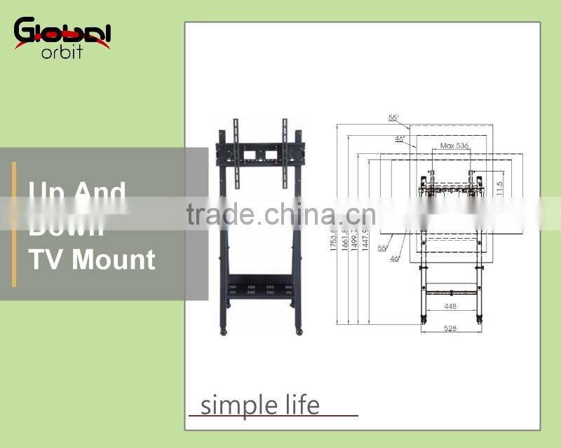 Tilting screen LCD TV wall mount, mobile TV holder bracket cart with wheels