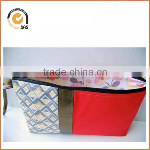 Purple Brushed Twill Colorblock Mustard Yellow Leather Circles Zipper Pouch Clutch By Chiqun Dongguan CQ-H02009