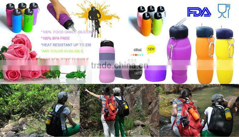 Best selling light weight low price silicone foldable water bottle to the gym