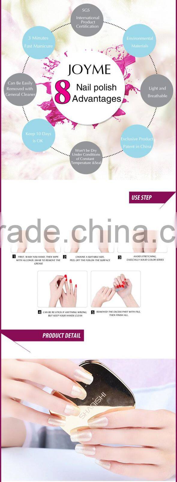 2016 Hot Sale Custom100% Real Nail Polish Strips
