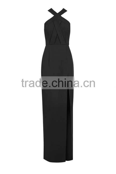 Goddness Cross Front Sexy Nighty Maxi Dresses Cross Strap Ring Back Ball Gown Wedding Dresses 2016 HSD5757