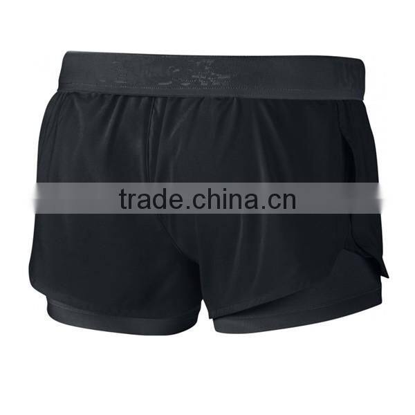 Womens blank black gym fitness shorts