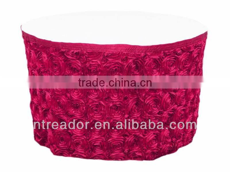 round rosette banquet table skirting for wedding