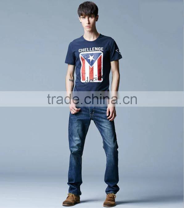 Round neck Men 100% custom t- shirt flag print T-shirt