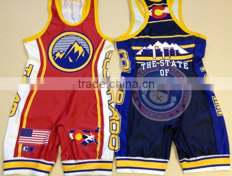 USA cheap custom sublimated wrestling singlets